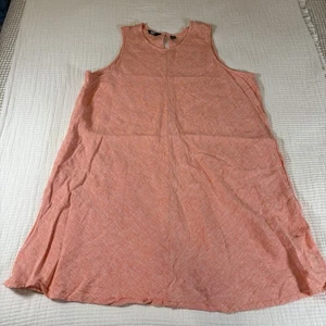 Lands End Dress Womens 2X Plus Peach Orange Linen Swing Tank Beach Minimalist - Picture 1 of 13
