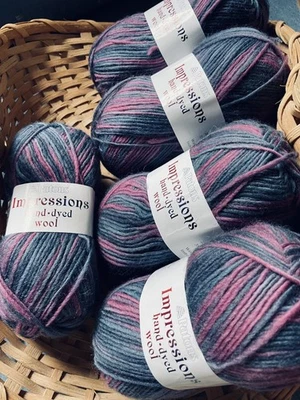 Patons Impressions Hand Dyed Wool- Blue Gray Purple Blend - 5 Skeins - Image 1 of 4