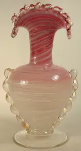 VINTAGE ART GLAS HANDGEBLASEN LILA VASE GLIMMERFLOCKEN - Bild 1 von 6