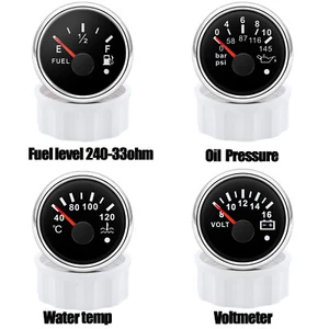 Juego de 4 manómetros 52 mm nivel de combustible 240-33 ohmios temperatura del agua medidor de presión de aceite  - Imagen 1 de 22