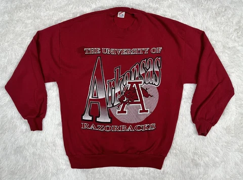 Vintage 90’s University Arkansas Razorbacks Pullover Sweatshirt Size XL Cover