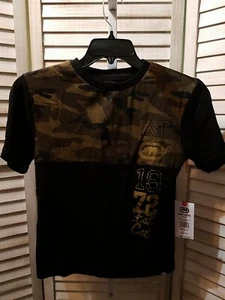 Ecko Unlimited Boys Shirt Size Medium 10 12 Short Sleeve Black Camouflage - Picture 1 of 12