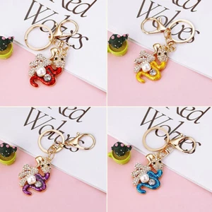 Chinese Style Creative Alloy Diamond Studded Fu Character Zodiac Snake Keychain - Picture 1 of 13