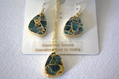 Pendientes de gancho de oro Saachi y collar colgante a juego nuevo con etiquetas Foto 1 de 4