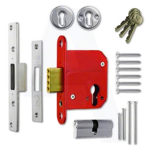 ERA 263-51 Fortress BS Euro Deadlock 64mm/2.5" With 6 Pin Cylinder Satin Chrome - Picture 1 of 1