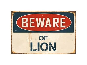 Beware Of Lion 8" x 12" Vintage Aluminum Retro Metal Sign VS255 - Picture 1 of 1