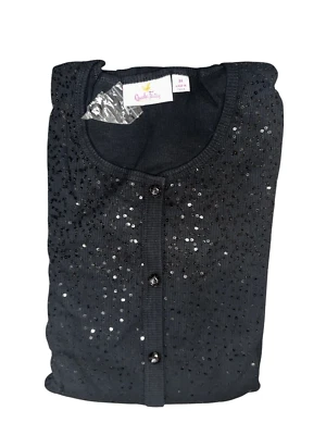 Quacker Factory Womens 3X Mini Sequin 3/4 Sleeve Cardigan & Tank Set Black NWT - Image 1 of 4