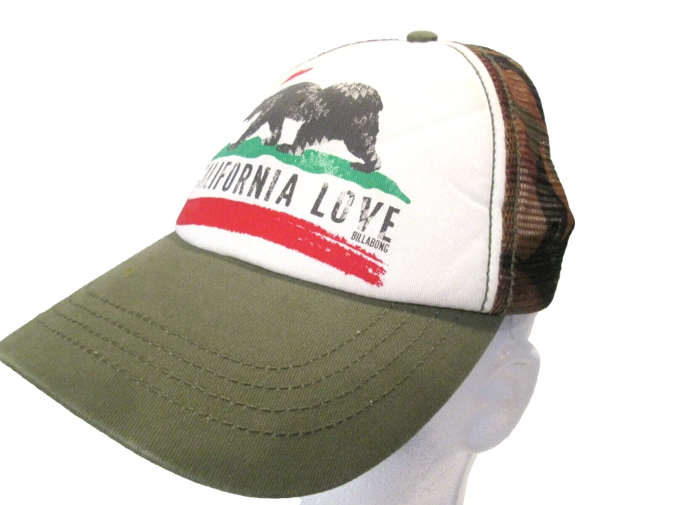 Billabong Snapback Gorra Camionero Sombrero California Amor Sombrero Oso Corazón Camuflaje Foto 1 de 4