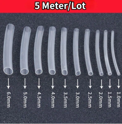 5M/Lotto Tubo Termoretraibile Trasparente Chiaro Manicotto Avvolgente Kit Filo - Immagine 1 di 4