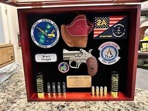 Vitrina militar cerezo pin medalla parche pistola cuchillo marco caja de sombra - Imagen 1 de 23