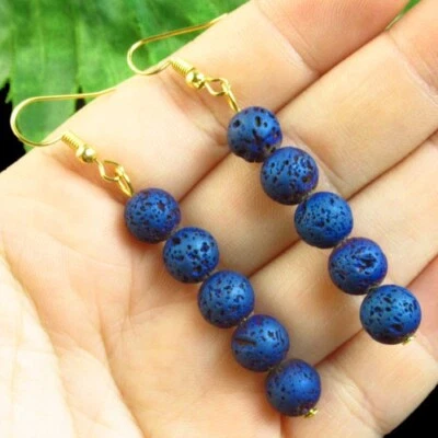 2 pares de pendientes colgantes de bola geoda de cuarzo druzy ágata cristal titanio azul SSG34 Foto 1 de 2