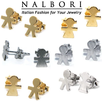 orecchini baby argento 925 maschio femmina bambino bambina oro giallo bianco - Immagine 1 di 4