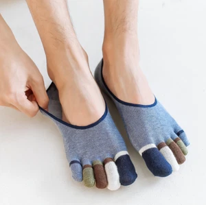 5 Pack Men No Show Socks Cotton Five Finger Toe Invisible Nonslip Casual Sport - Picture 1 of 10