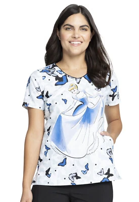 Cinderella Cherokee Scrubs Tooniforms Disney V Neck Top TF626 PRAA - Image 1 of 4