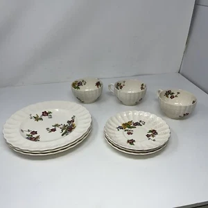 VINTAGE Copeland Spode Wicker Lane 3 For Coffee/dessert - Basket Weave ENGLAND - Picture 1 of 8