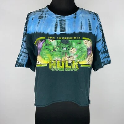 Marvel The Incredible Hulk T-Shirt Juniors XL Cropped Tie Dye Y2K Vintage 2000s - Image 1 of 4