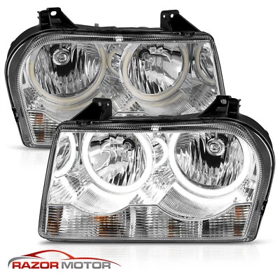 [Dual LED Ring] 2005-2010 For Chrysler 300 Chrome Halos Replacement Headlights - Image 1 of 4