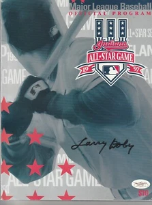 LARRY DOBY SIGNED 1997 ALL STAR GAME PROGRAM INDIANS HOF THROWS 1ST PITCH RARE - Picture 1 of 8