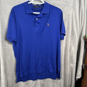 Polo Ralph Lauren Shirt Mens Blue Large Polo Pima Soft Touch Flesh Pony Adult - Imagen 1 de 5