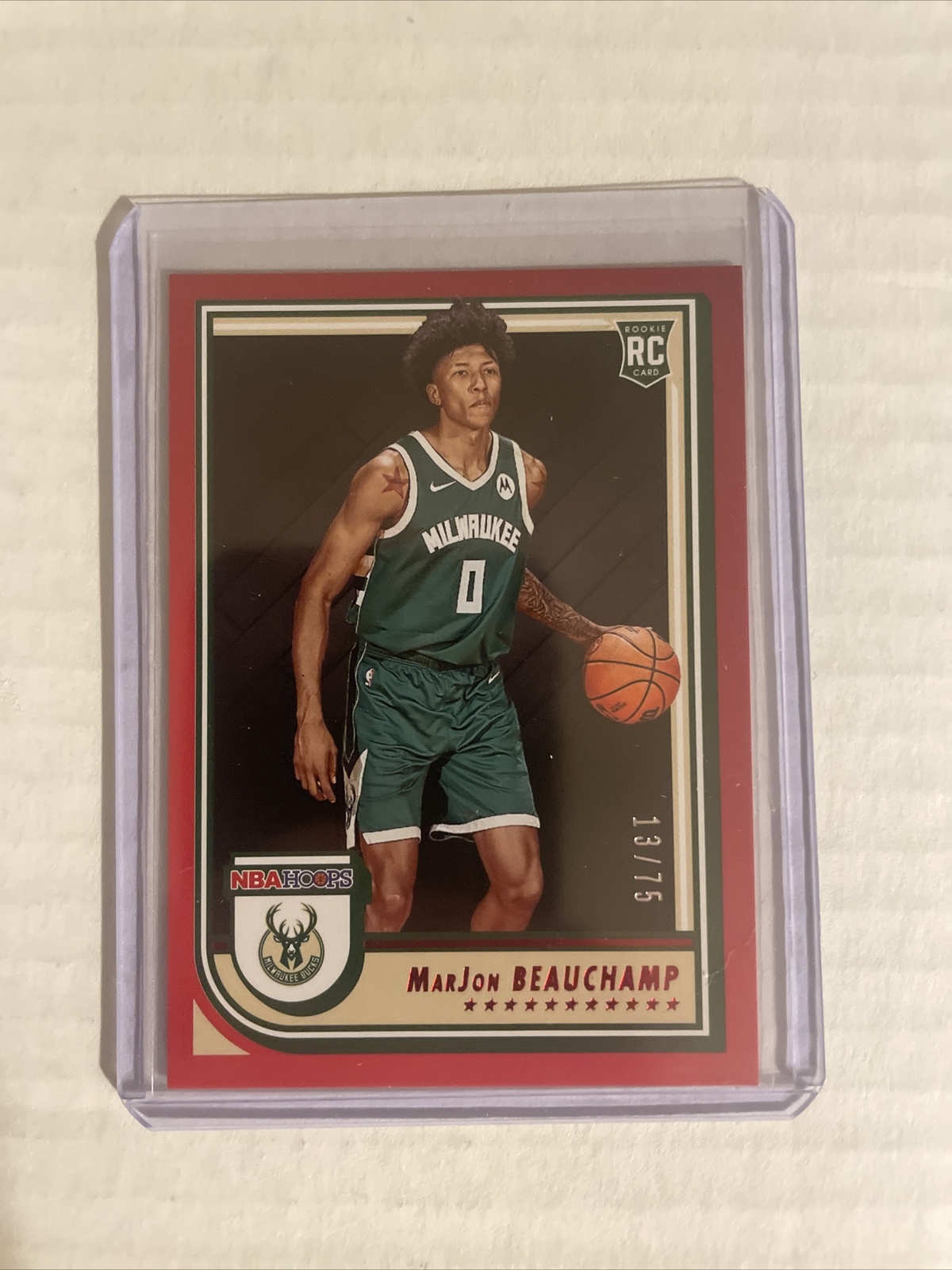 2022-23 Panini NBA Hoops MarJon Beauchamp Rc Red # /75 #254 Milwaukee Bucks