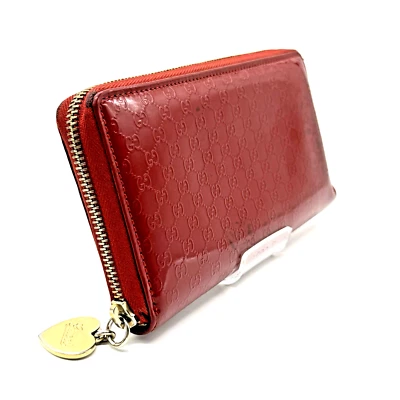 GUCCI Micro GG Cartera Larga Corazón Charol Rojo Auténtico Foto 1 de 4