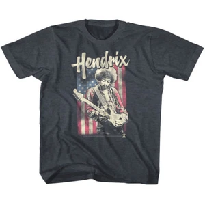 Jimi Hendrix Guitar USA Flag Kids T Shirt Shredding Rock Star Boys Girls Youth - Picture 1 of 4