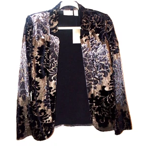 NWT CHICO'S SZ.0,(4-6) CRUSHED BURNOUT LONG SLEEVE OPEN FRONT JACKET - Picture 1 of 8