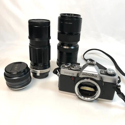 MINOLTA XG-E + 3 lens set MF zoom, prime lens [operation confirmed] From Japan - Image 1 of 4
