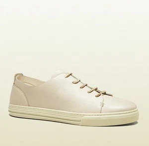 New Authentic Gucci Mens Leather Lace-up Sneaker White 342038 9022 - Picture 1 of 11