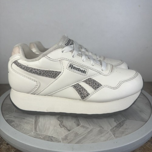 Reebok Harman Run scarpe doppie per ragazza pelle crema avorio leopardo ragazze 2