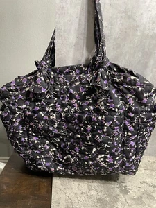 Marc by Marc Jacobs Standard Supply Black Purple Floral Quilted Nylon Tote Bag - Picture 1 of 11