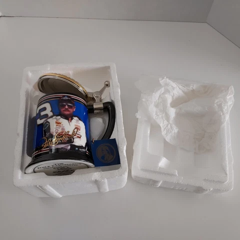 Dale Earnhardt Franklin Mint Lidded Beer Stein Mug Collector Tankard Open Box Cover