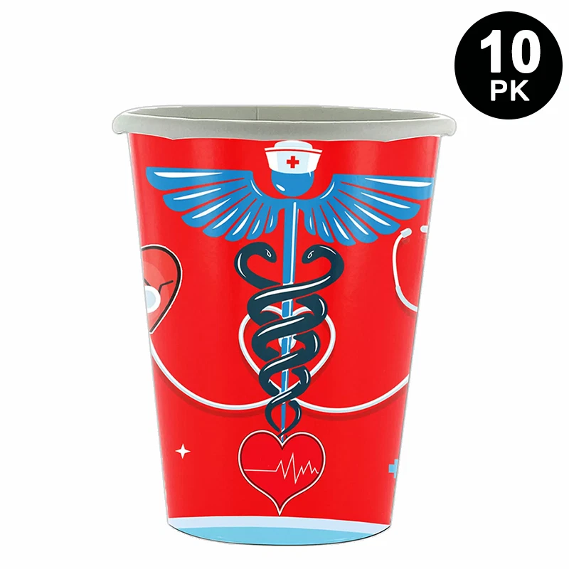 Congrats Nurse 9 oz 266ml Paper Cups 10PK | Hospital Theme Party Tableware - image 1 of 1
