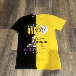 NBA Las Angeles Lakers T-Shirt Split Design Schwarz Gelb Design Herren Größe M - Bild 1 von 7