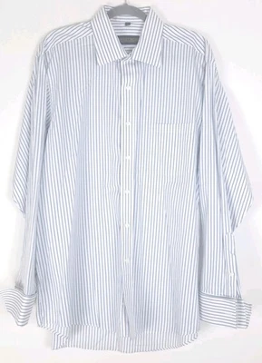 Donald J Trump Signature Collection Blue Stripe 17 34/35 Button Down French Cuff - Image 1 of 4