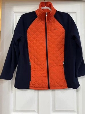 1x Orange and Navy Lauren Ralph Lauren Women's Fleece Jacket Full Zip - Image 1 of 4