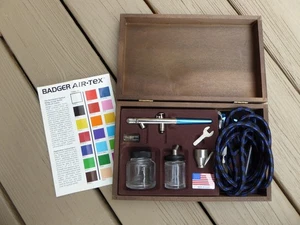 Vintage Badger Airbrush Kit Model 150-4 PK with Wood Box Air Brush USA -  NEW - Picture 1 of 5