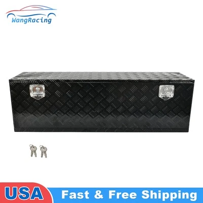 60"x17x18“ inch Black Aluminum Underbody Truck Trailer Storage Tool Box w/ Lock - Image 1 of 4