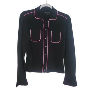 Cárdigan BXBG MaxAzria Y2K Abotonado Preppy Mujer Pequeño Negro Rosa Oscuro Academia - Imagen 1 de 13