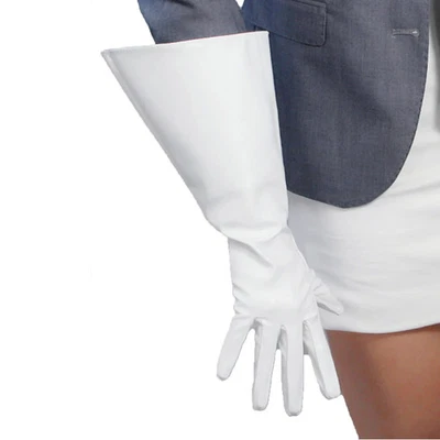  Guantes de cuero blancos unisex de gran tamaño 38 cm mangas largas abullonadas imitación PU grandes Foto 1 de 3