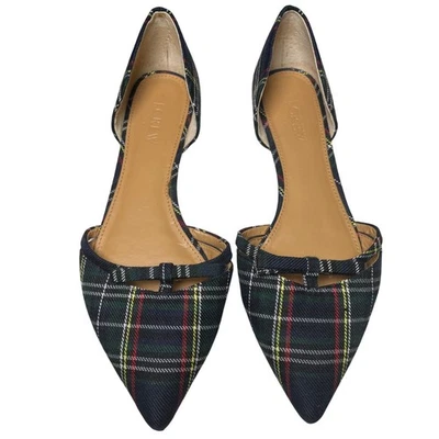 J.Crew Tartán Cuadros d"Orsay Pisos 8.5 Arco Punta Punta Vacaciones Preppy Clásico Foto 1 de 4