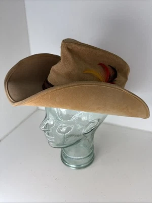 Sombrero de vaquero occidental de gamuza canadiense Stetson de colección con banda de sombrero de plumas 7 3/8 Foto 1 de 4