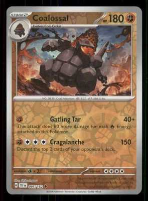 Coalossal SV05: Temporal Forces #095/162 Uncommon Reverse Holo Pokemon NM - Image 1 of 2