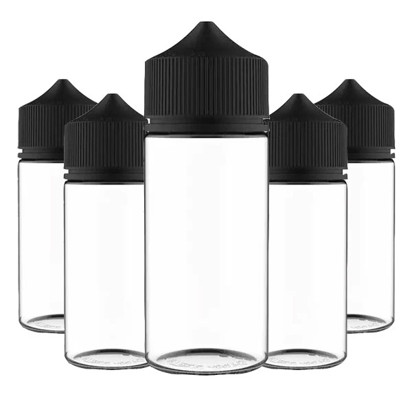 5x Chubby Gorilla 120 ml Transparent mit schwarzem Deckel LIquidflasche Leer