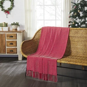 Gallen Red White Woven Throw 50x60 - Picture 1 of 8