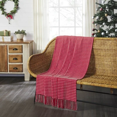 Gallen Red White Woven Throw 50x60 - Image 1 of 4