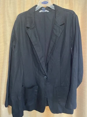 Chaqueta Blazer Old Navy Para Mujer Talla Grande Negra Lino 2XL Nueva Con Etiquetas Foto 1 de 4