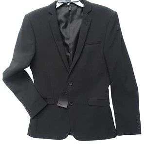 ASOS~NUOVO CON ETICHETTE!!~TUTA UOMO 38S NERA SLIM FIT~CAPPOTTO SPORTIVO RISVOLTI DENTELLATI - Foto 1 di 11