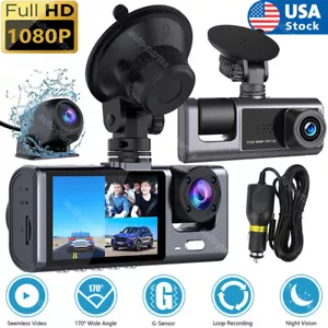 3 Lens Car DVR Dash Cam Video Recorder G-Sensor 1080P Front/Rear/Inside Camera - Picture 1 of 10