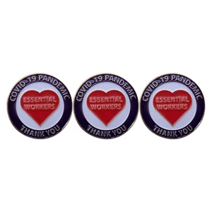 Pack of 3, Essential Worker Thank You COVID-19 Lapel Pin, 1.25 Inches - Picture 1 of 3
